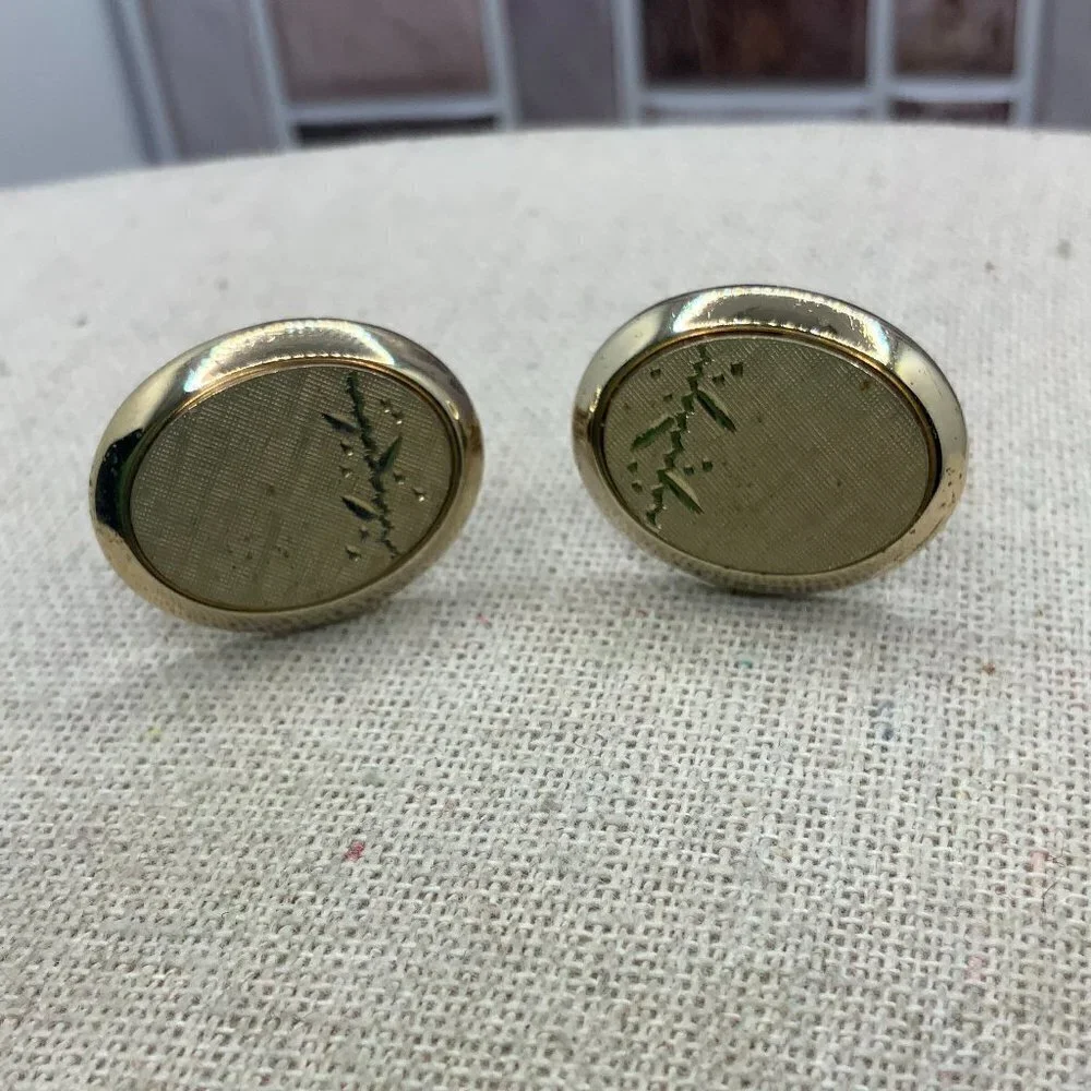Swank Vintage Oval Gold Tone Cuff Links